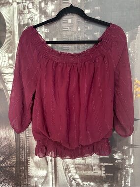 Boho Women's Off-Shoulder Blouse in Berry